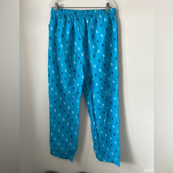 U.S Polo Assn Blue Plaid Elastic Drawstring Pyjama Pants - Picture 2 of 4